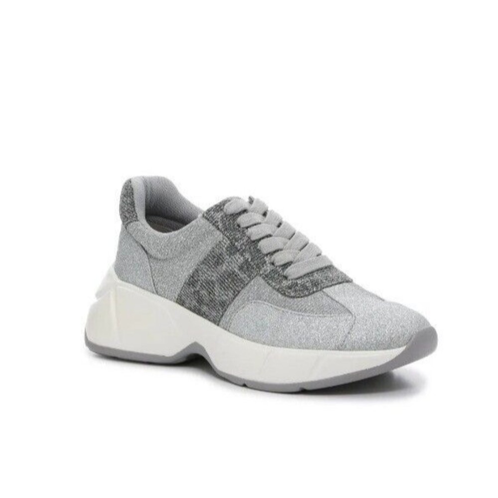MIX NO 6 Nerissa Sneakers Women's Size 10 Shiny Silver Metallic Fashion Shoes
